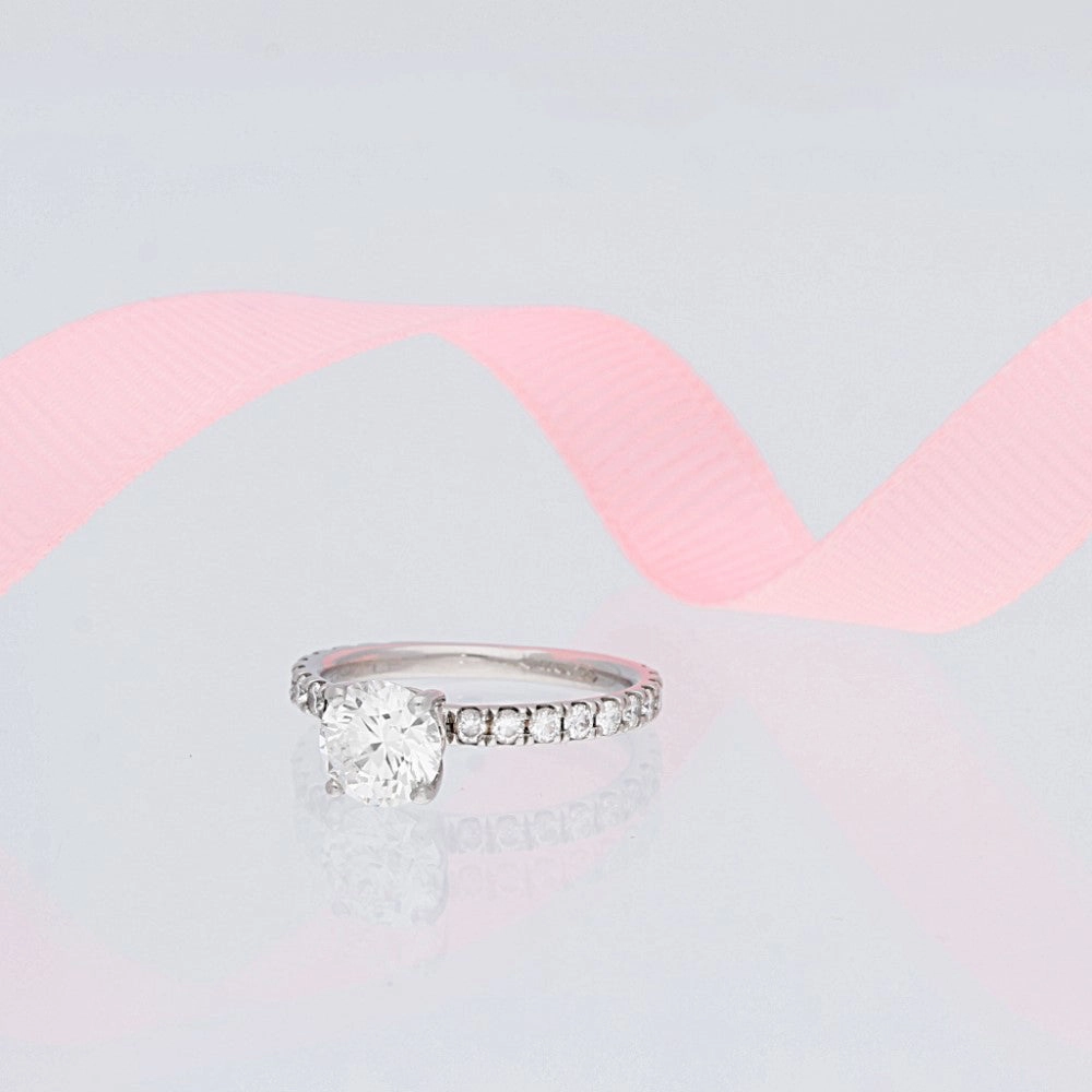 Platinum Certificated 1.26ct Diamond Solitaire Engagement Ring with Diamond Shoulders