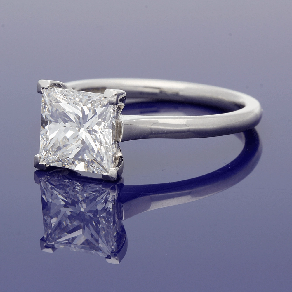 Platinum Certificated 2.05ct Princess Cut Diamond Solitaire Engagement Ring