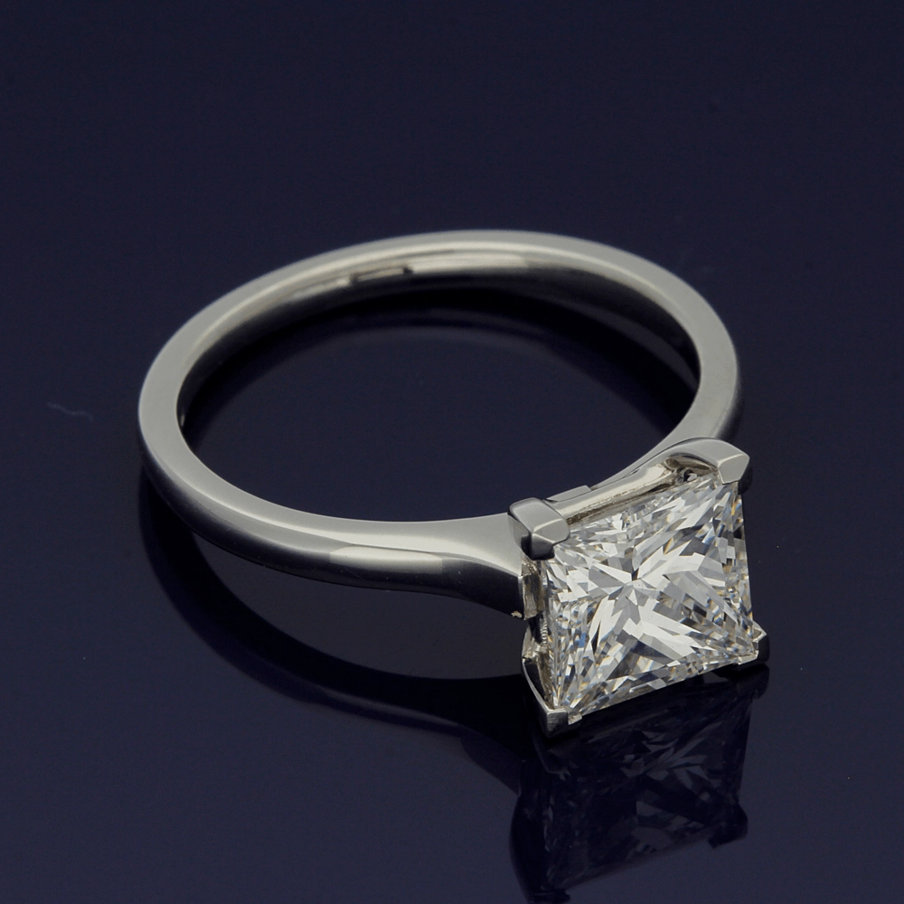 Platinum Certificated 2.05ct Princess Cut Diamond Solitaire Engagement Ring