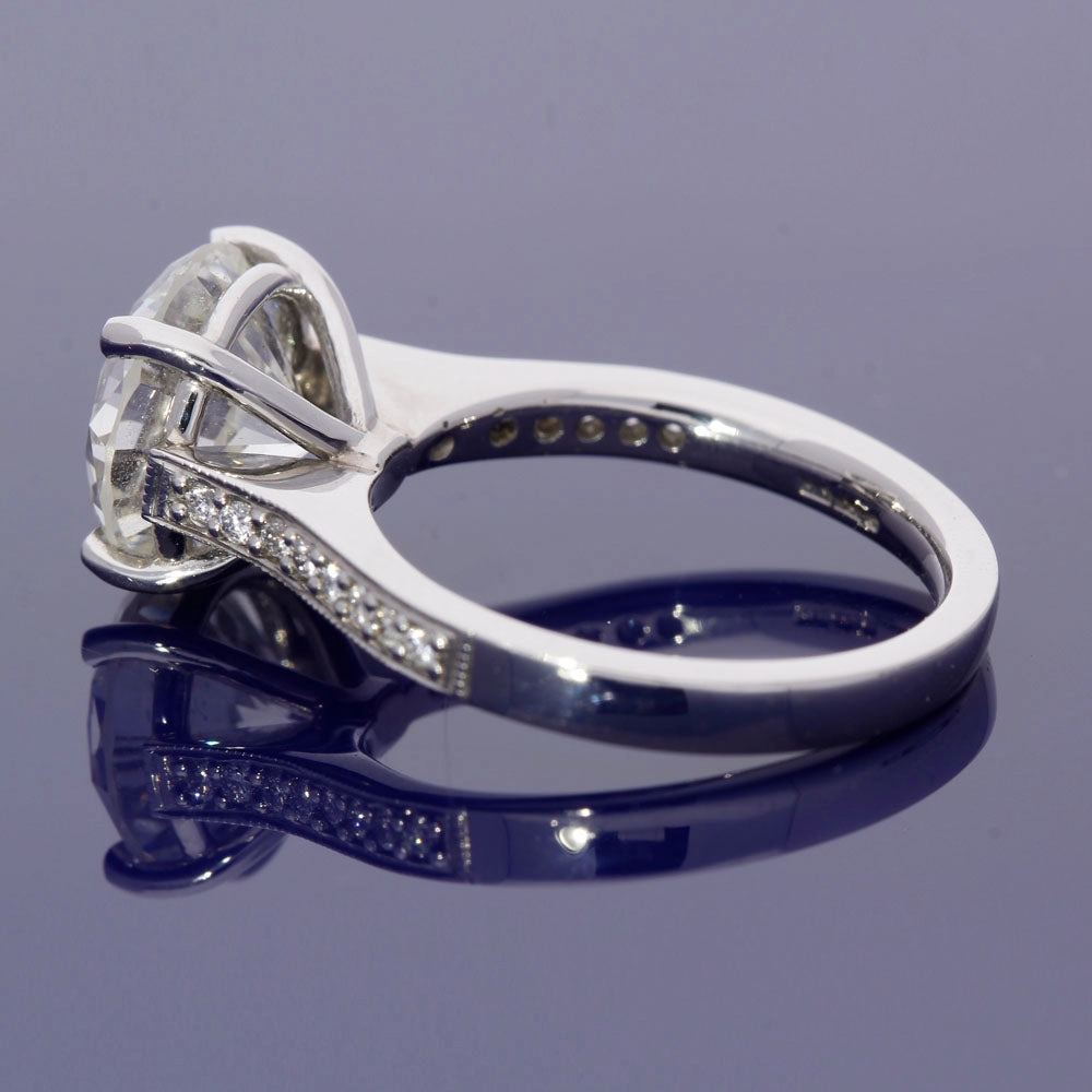 Platinum Certificated 3.76ct Diamond Solitaire Ring  with Diamond Set Shoulders