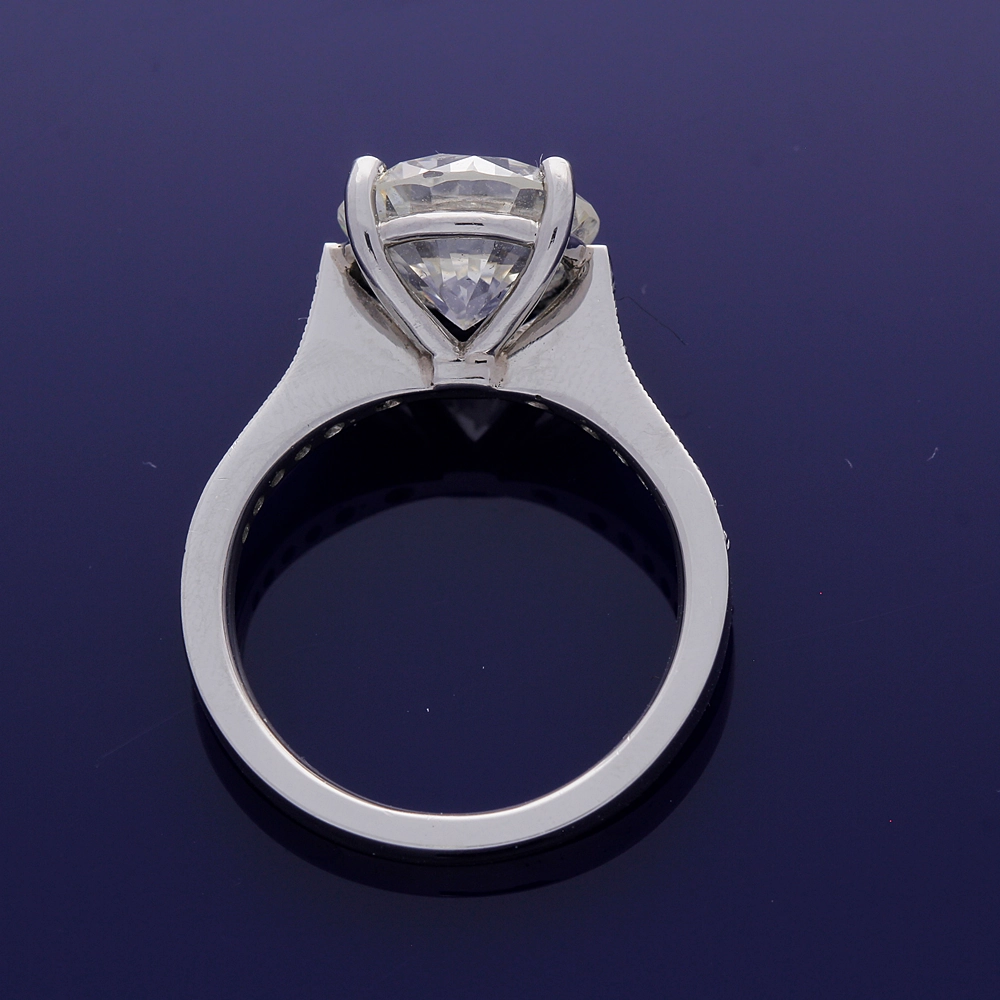 Platinum Certificated 3.76ct Diamond Solitaire Ring  with Diamond Set Shoulders