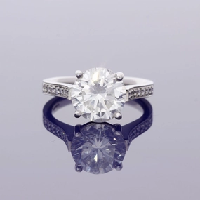 Platinum Certificated 3.76ct Diamond Solitaire Ring  with Diamond Set Shoulders
