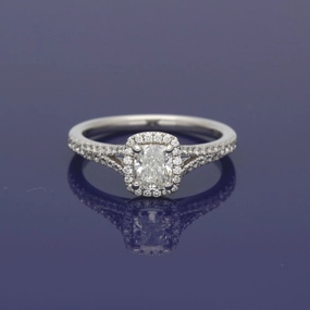 Platinum Certificated Cushion Cut Diamond Halo Ring
