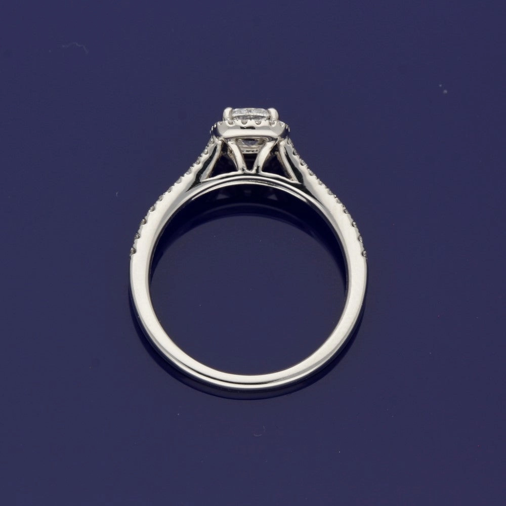 Platinum Certificated Cushion Cut Diamond Halo Ring