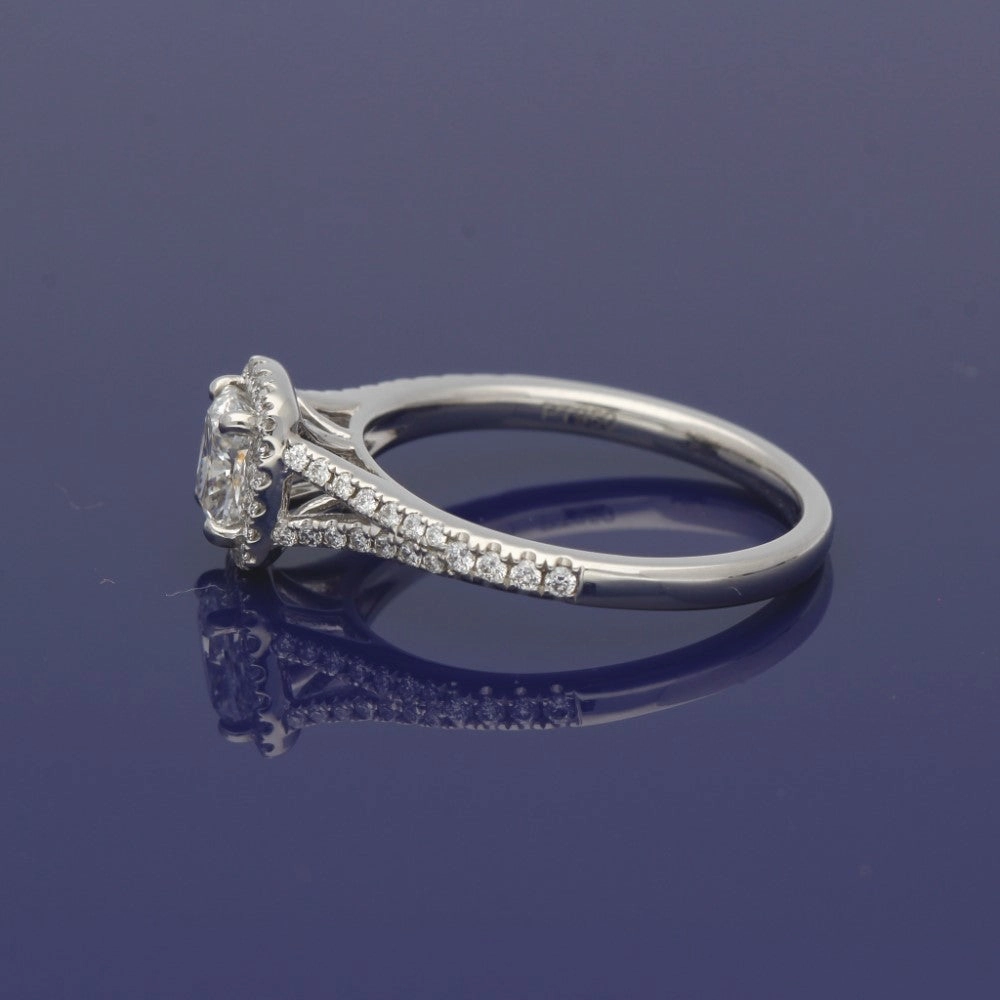 Platinum Certificated Cushion Cut Diamond Halo Ring