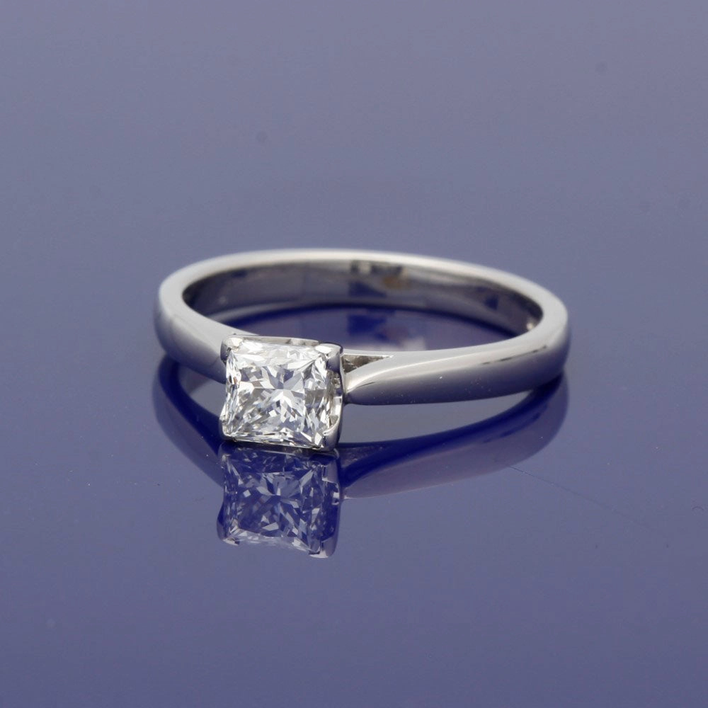 Platinum Certificated Princess Cut Diamond Solitaire Ring