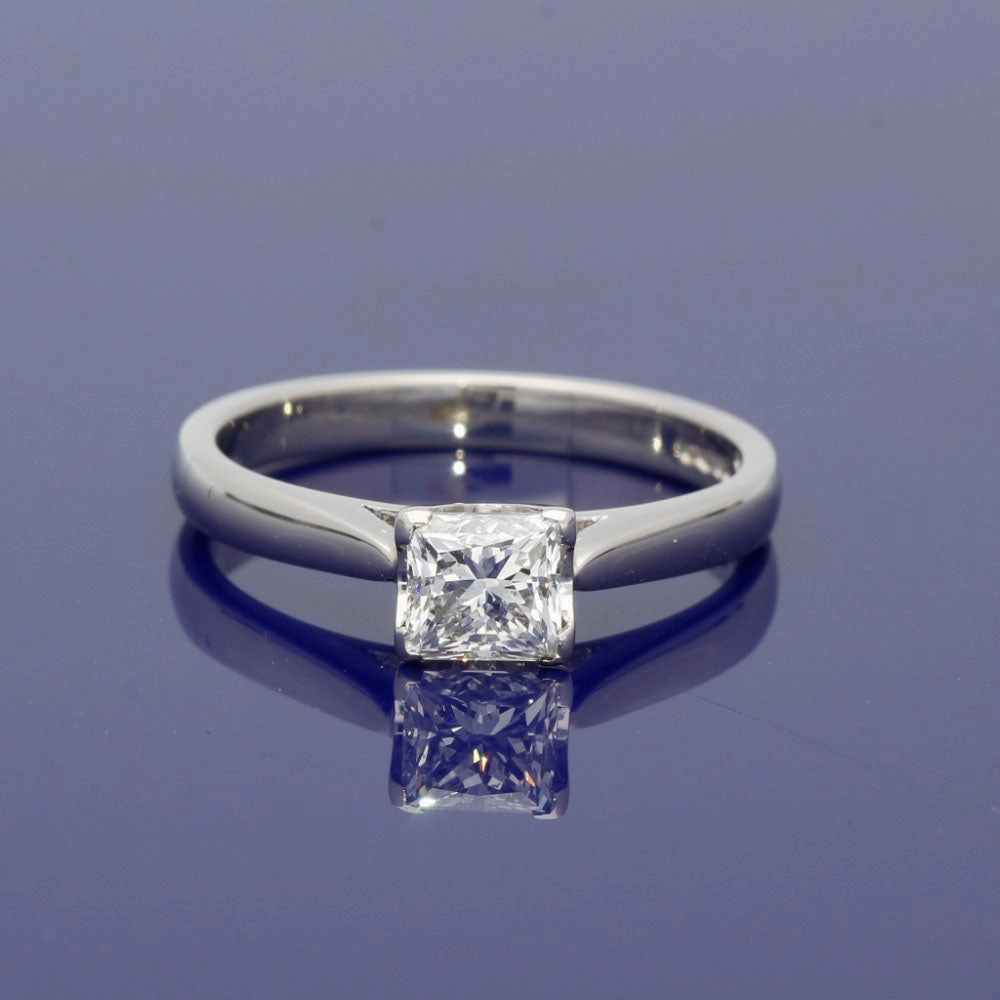 Platinum Certificated Princess Cut Diamond Solitaire Ring