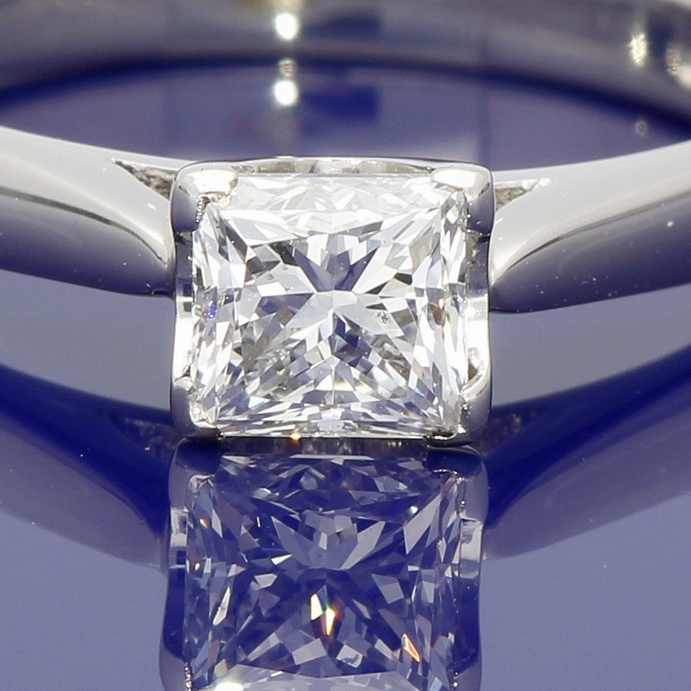 Platinum Certificated Princess Cut Diamond Solitaire Ring
