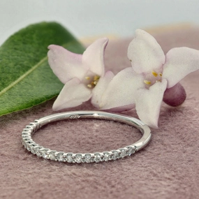 Platinum Diamond 1.3mm Slim Half Eternity Ring