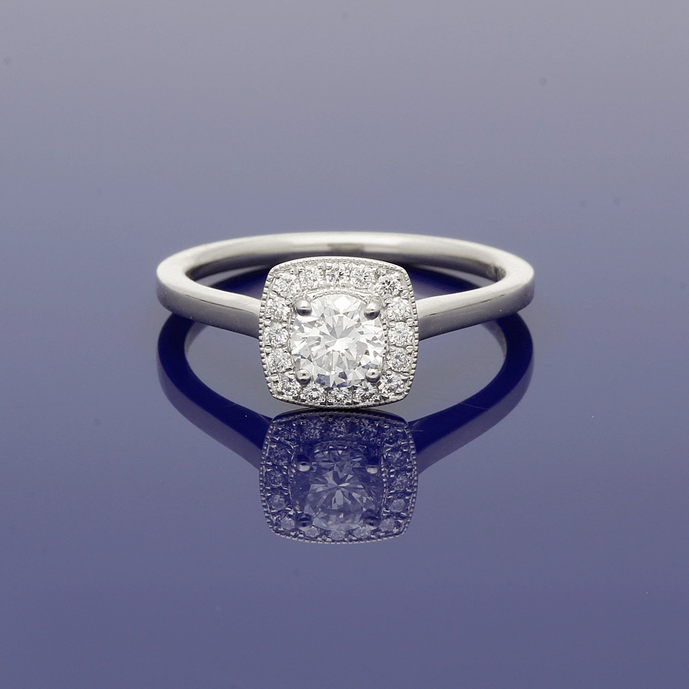Platinum Diamond Halo Cluster Ring