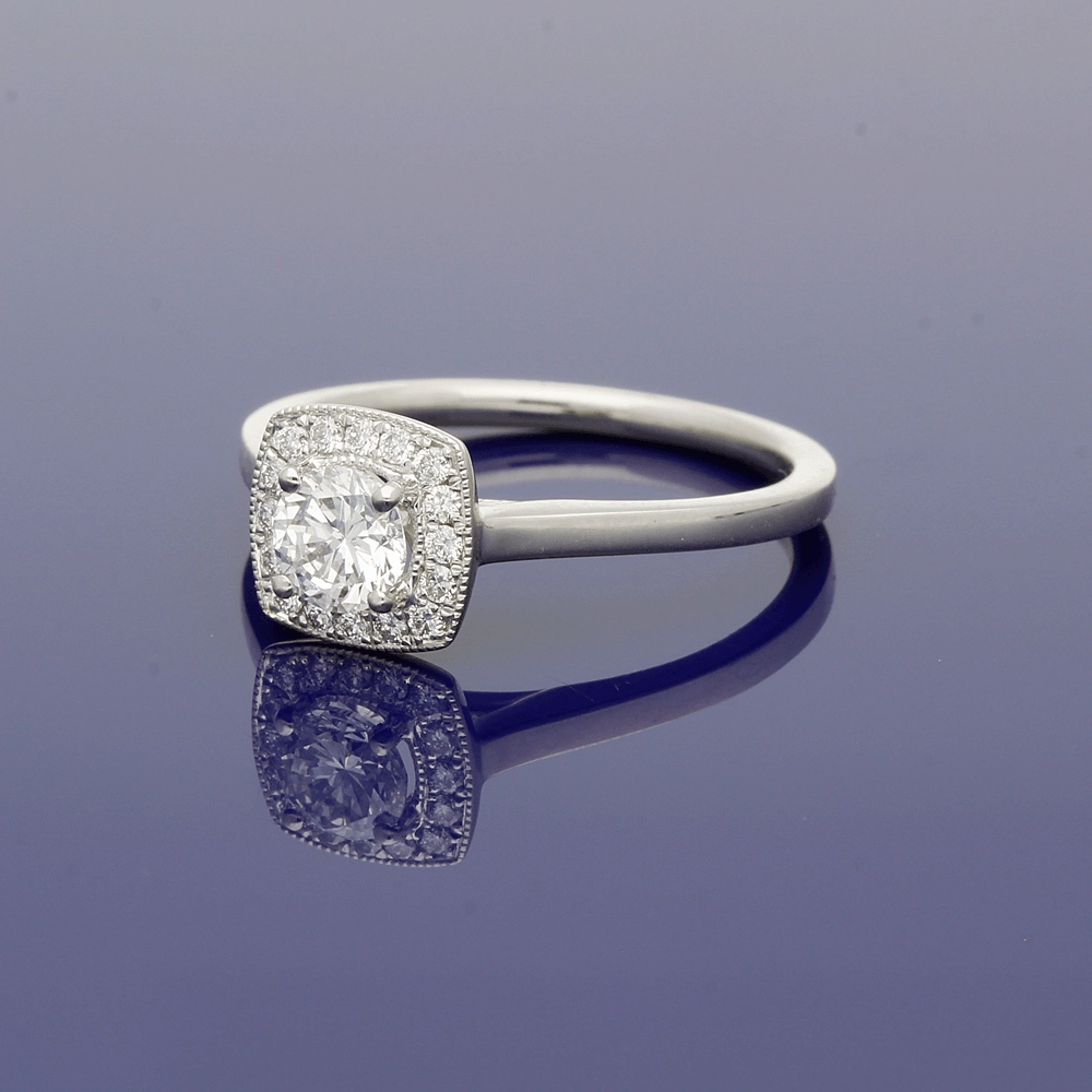 Platinum Diamond Halo Cluster Ring