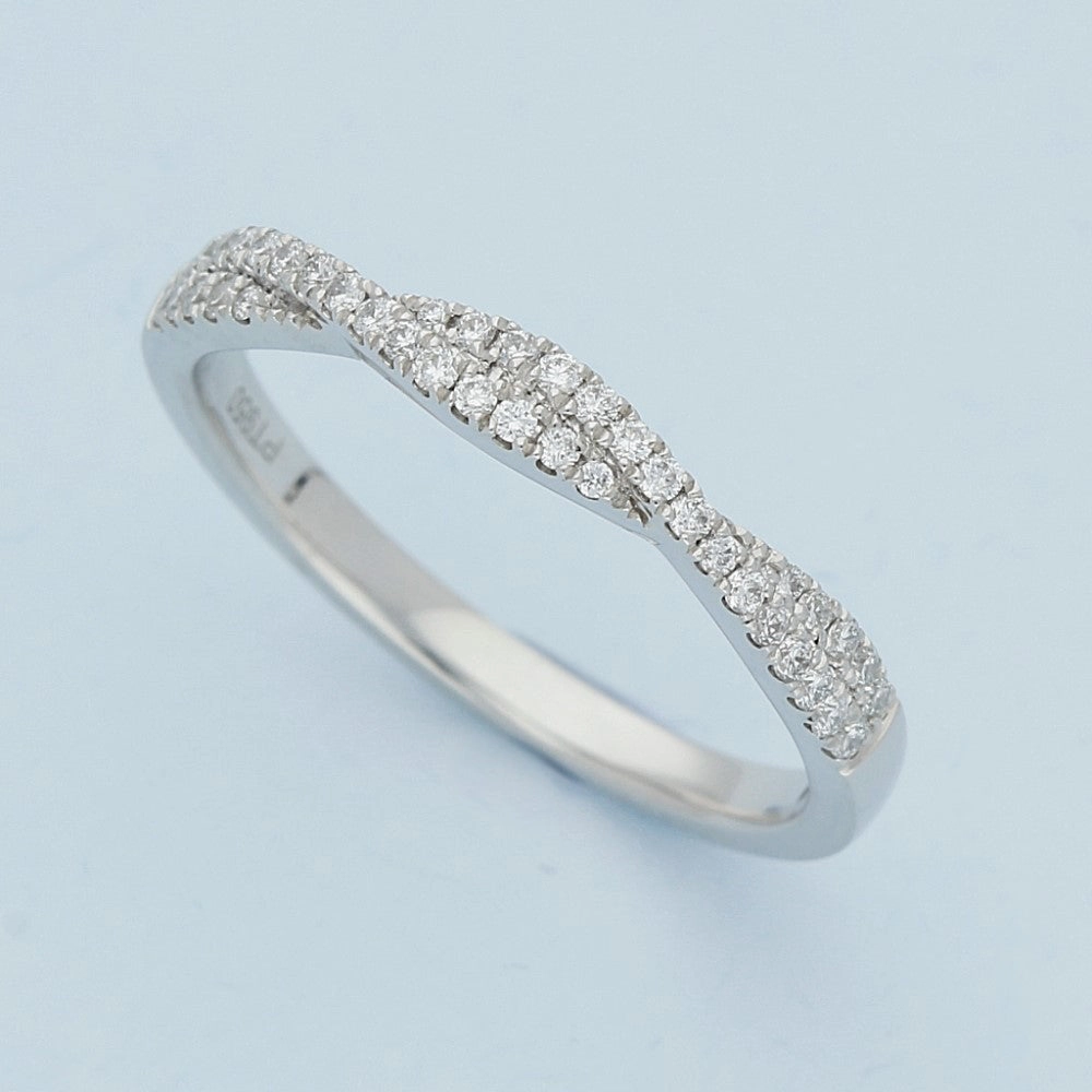 Platinum Diamond Infinity Twist Half Eternity Ring