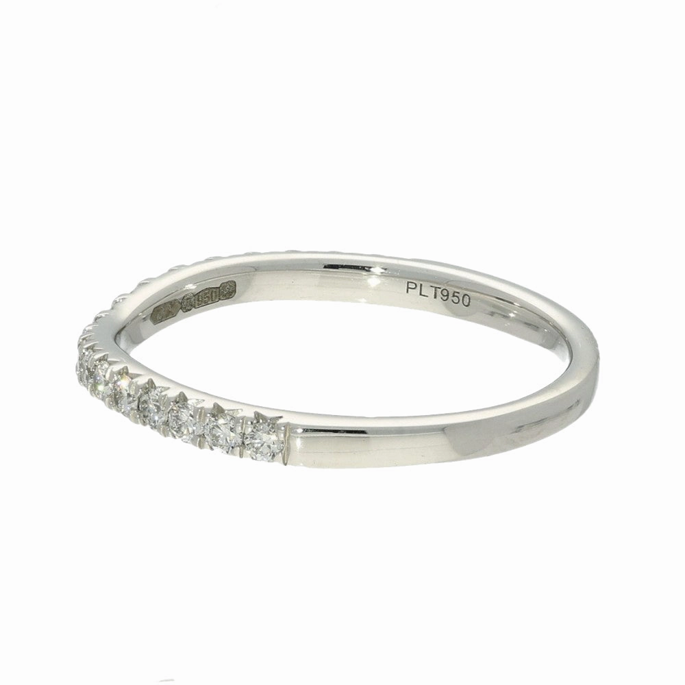 Platinum Diamond Micro Claw Curved Half Eternity Ring