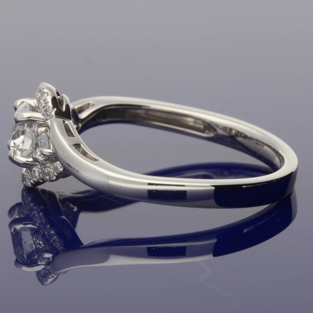Platinum Diamond Trilogy Twist Halo Ring