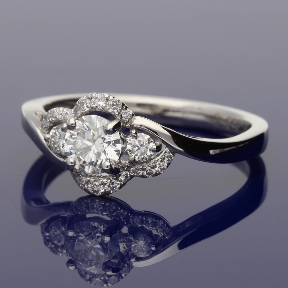 Platinum Diamond Trilogy Twist Halo Ring