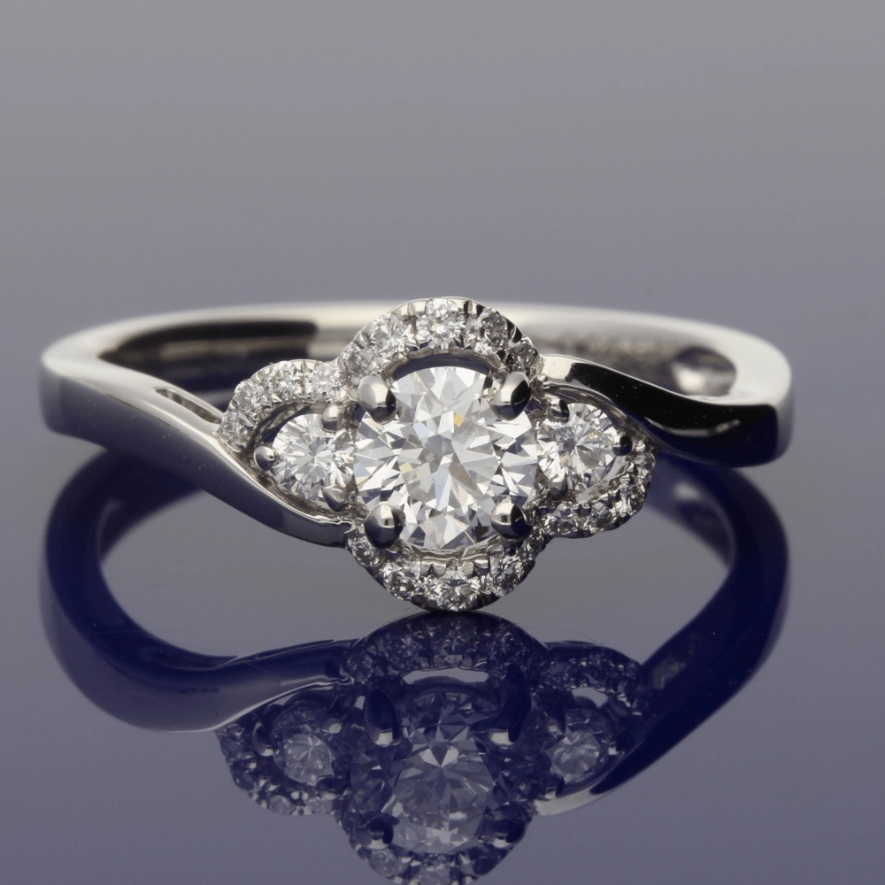 Platinum Diamond Trilogy Twist Halo Ring