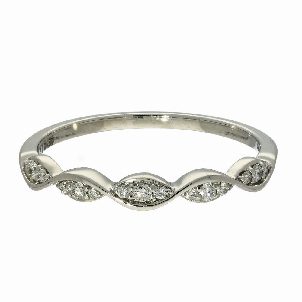 Platinum Diamond Wave Half Eternity Ring