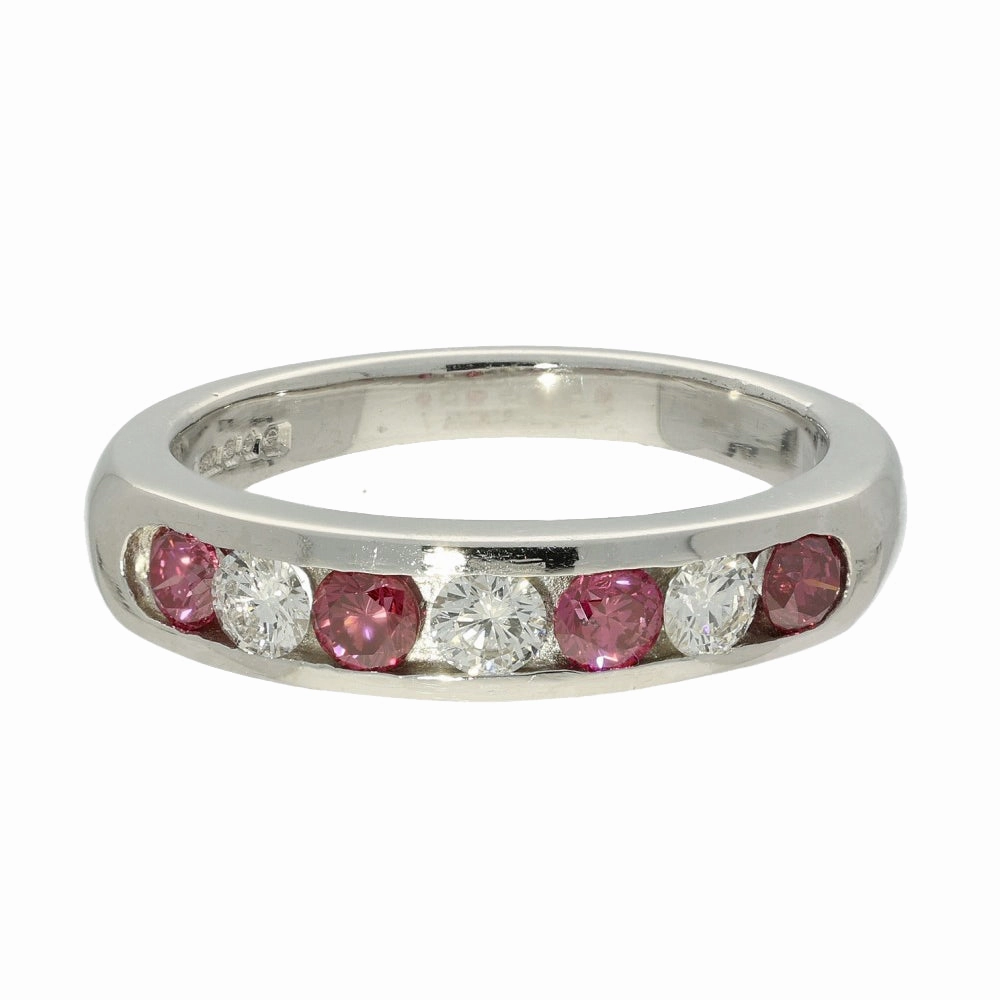 Platinum Fancy Pink Diamond & White Diamond Half Eternity Ring