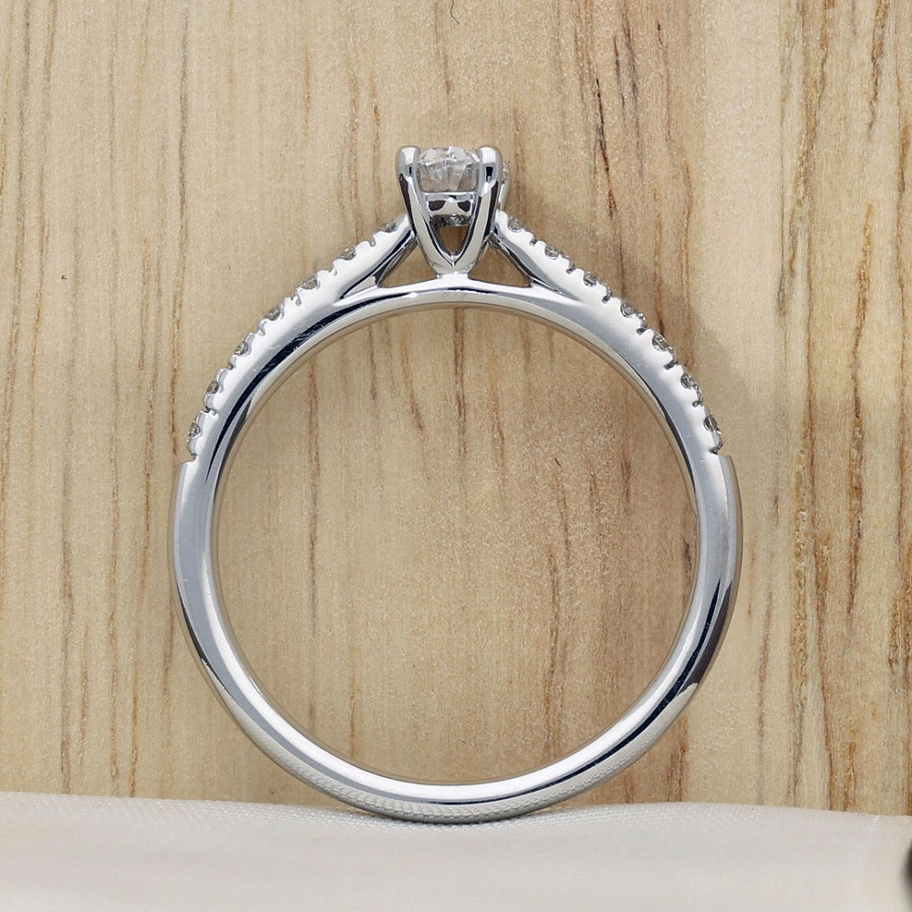 Platinum GIA Certificated 0.30ct Oval Diamond Solitaire Ring & Diamond Shoulders