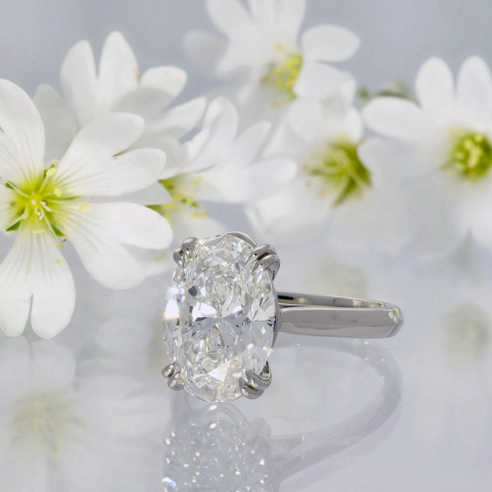 Platinum Laboratory-Grown 5ct Oval Cut Diamond Solitaire Ring