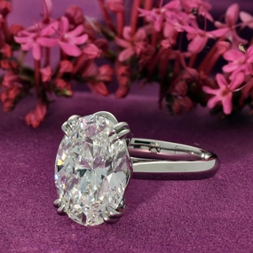 Platinum Laboratory-Grown 5ct Oval Cut Diamond Solitaire Ring
