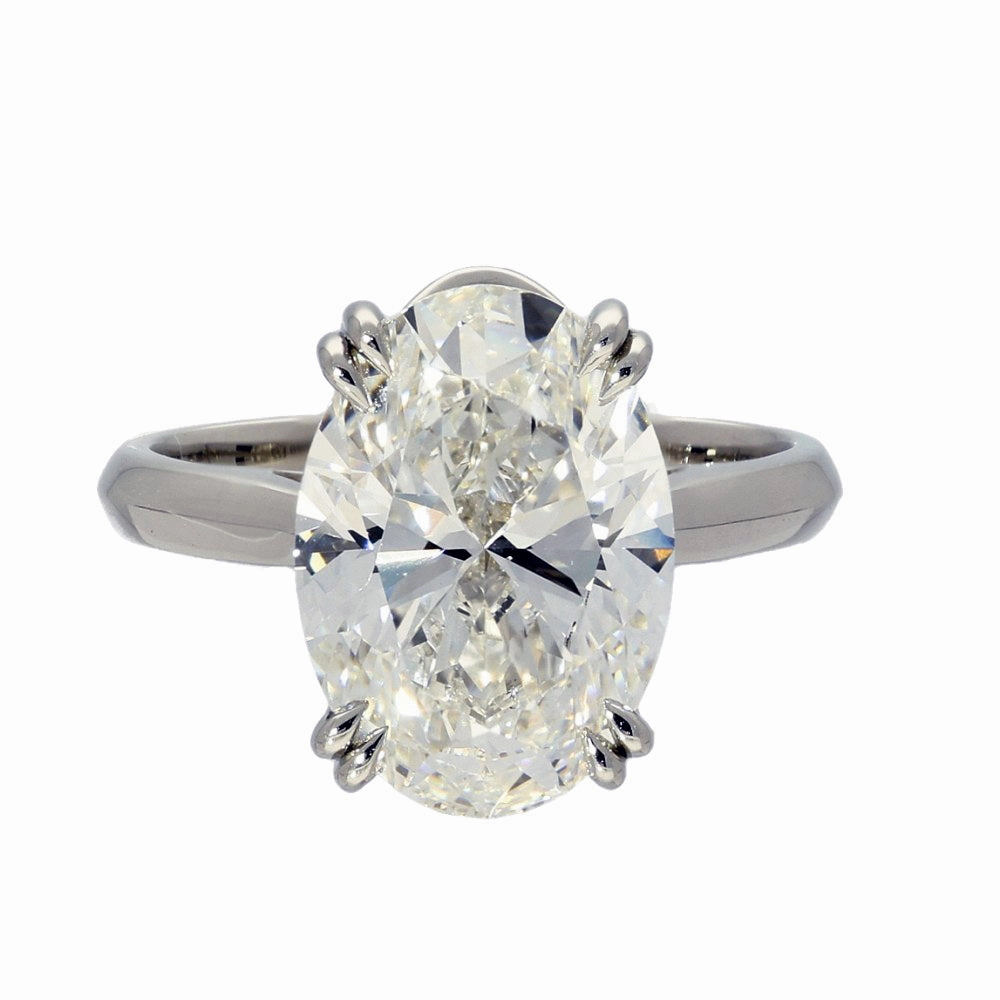 Platinum Laboratory-Grown 5ct Oval Cut Diamond Solitaire Ring