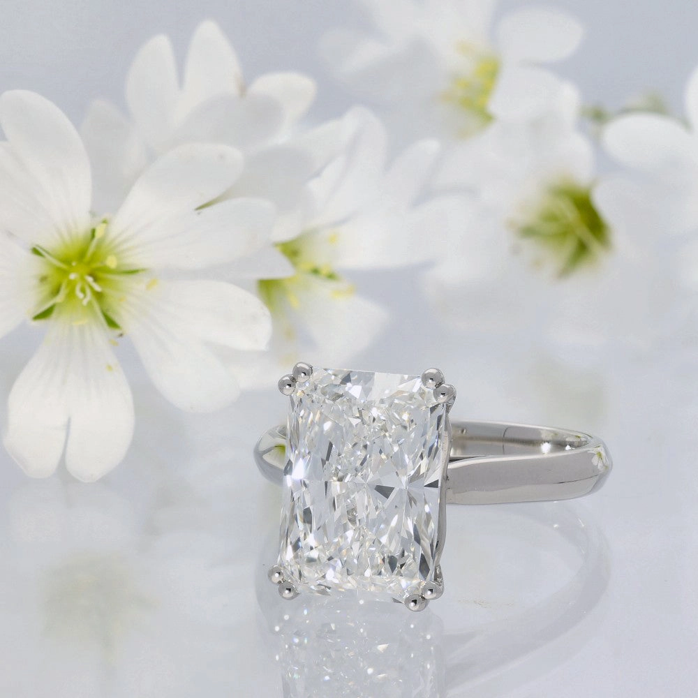 Platinum Laboratory-Grown 5ct Radiant Cut Diamond Solitaire Ring