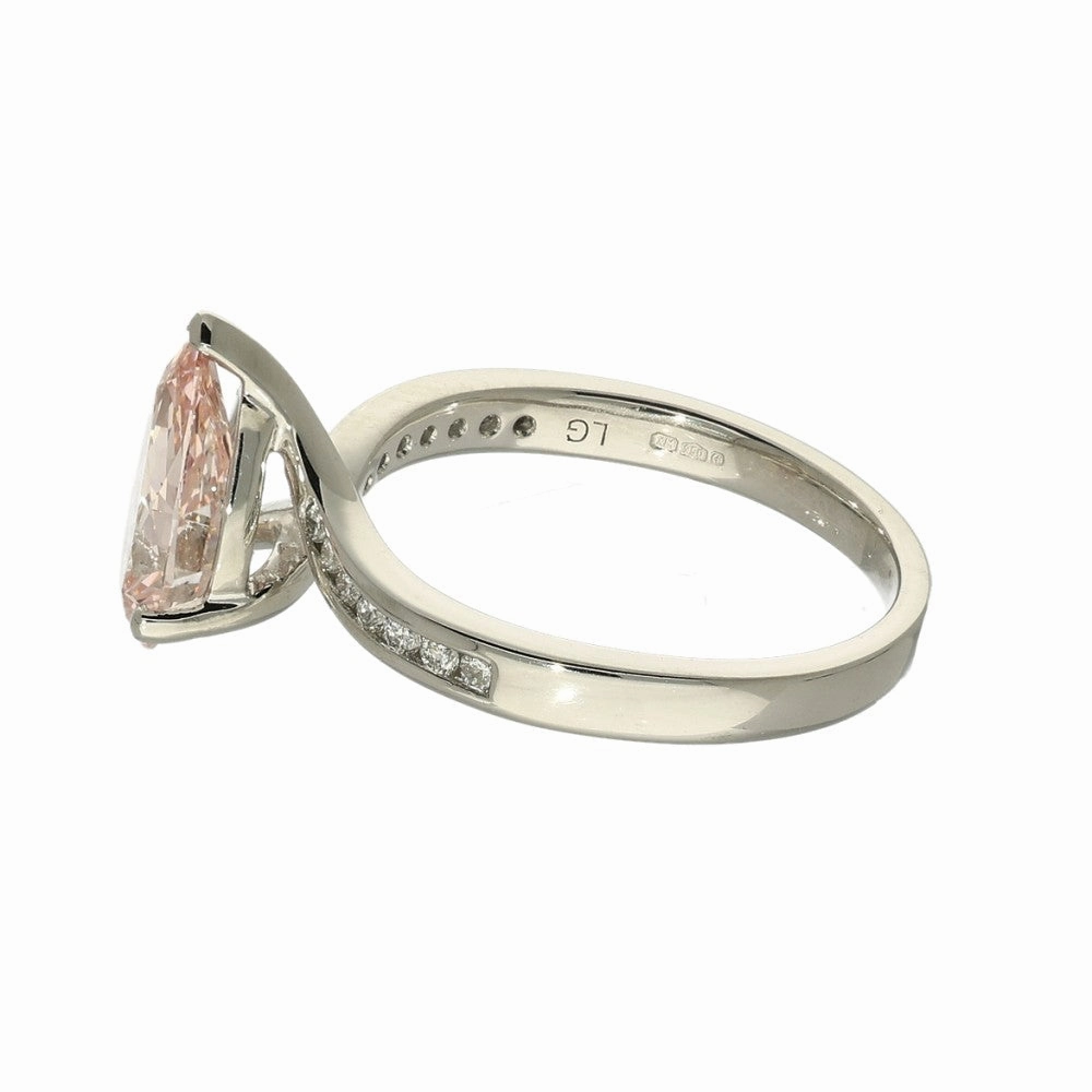 Platinum Laboratory-Grown Pink Pear Shape Diamond Solitaire Ring