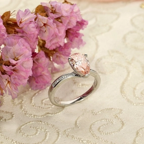 Platinum Laboratory-Grown Pink Pear Shape Diamond Solitaire Ring