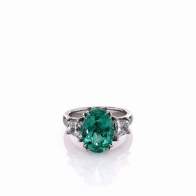 Platinum Paraiba Tourmaline and Diamond Ring (with C. Dunaigre Certificate)