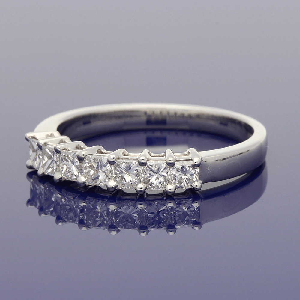Platinum Princess Cut Diamond 7-Stone Half Eternity Ring