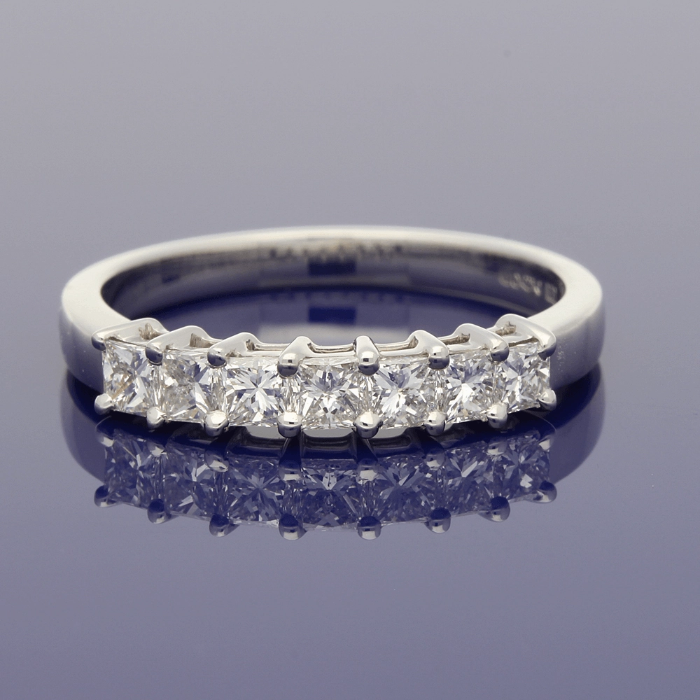 Platinum Princess Cut Diamond 7-Stone Half Eternity Ring