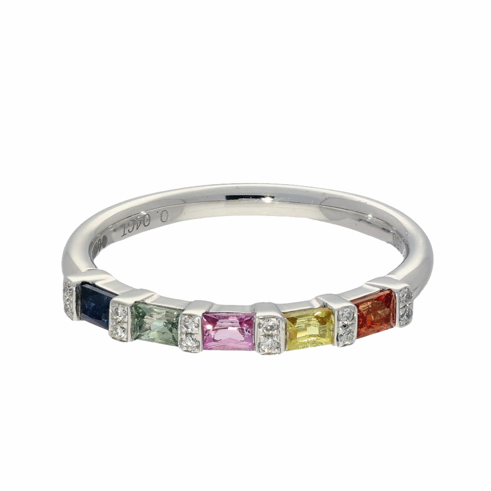 Platinum Rainbow Sapphire & Diamond Half Eternity Ring