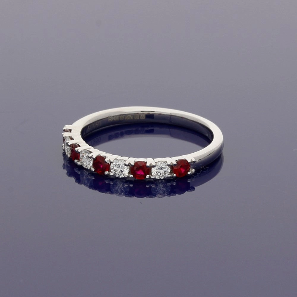 Platinum Ruby & Diamond Half Eternity Ring