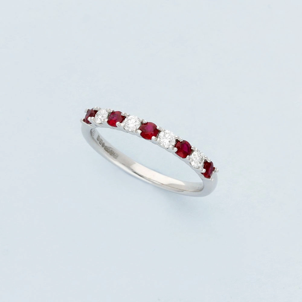Platinum Ruby & Diamond Half Eternity Ring