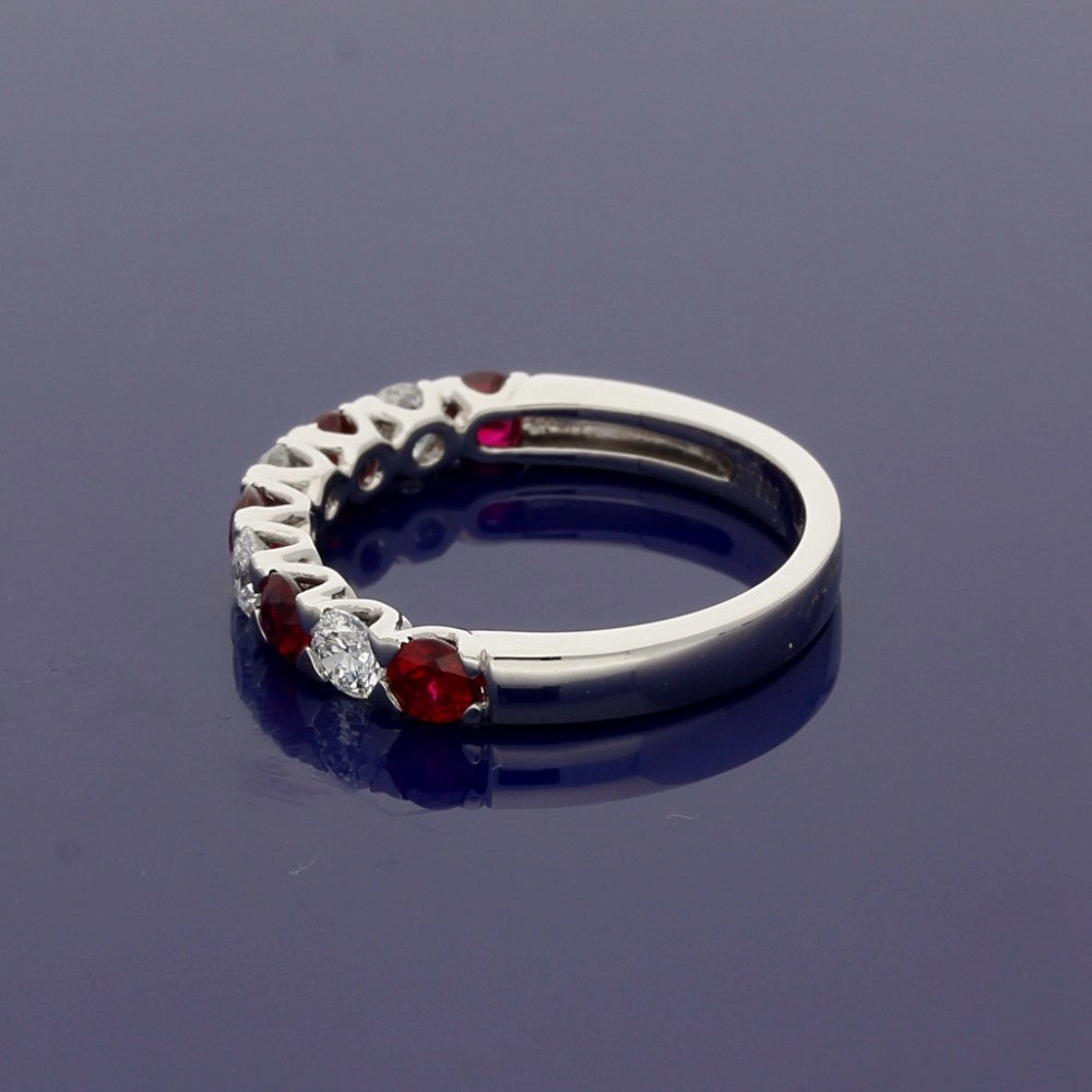 Platinum Ruby and Diamond Half Eternity Ring