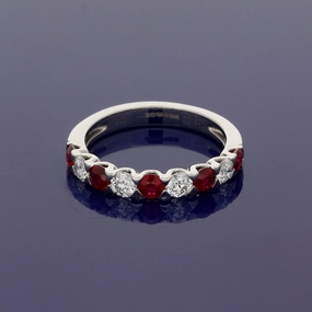 Platinum Ruby and Diamond Half Eternity Ring