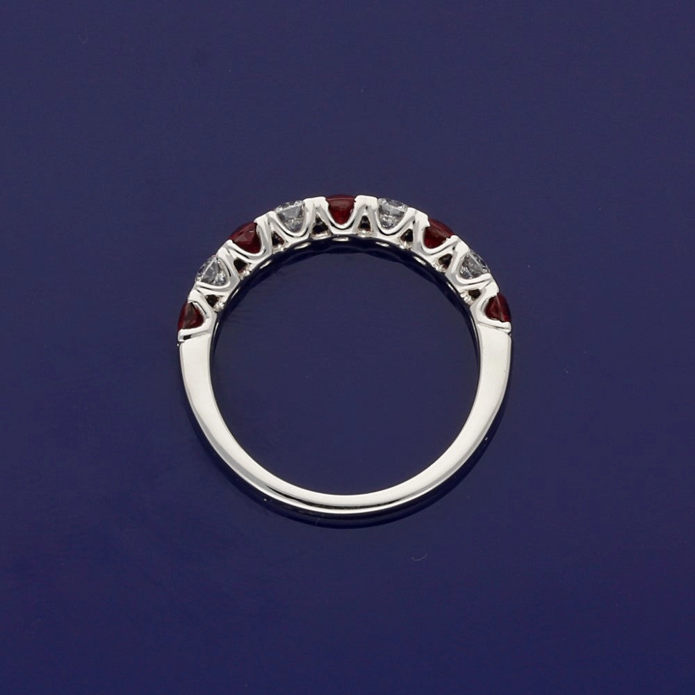 Platinum Ruby and Diamond Half Eternity Ring