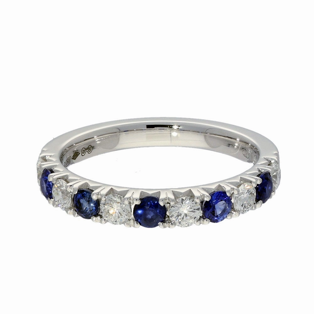 Platinum Sapphire & Diamond 3mm Half Eternity Ring