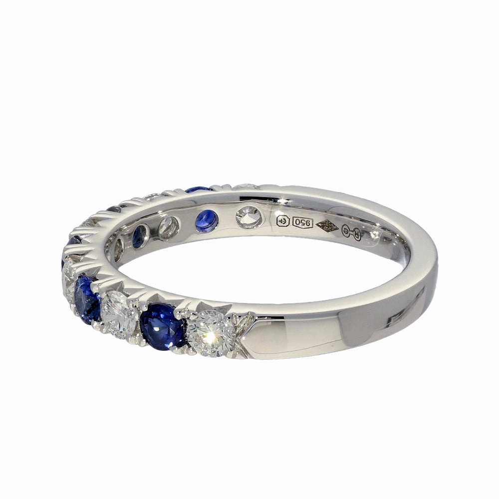 Platinum Sapphire & Diamond 3mm Half Eternity Ring