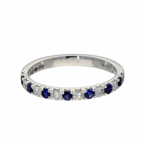 Platinum Sapphire & Diamond Slim 2.2mm Half Eternity Ring