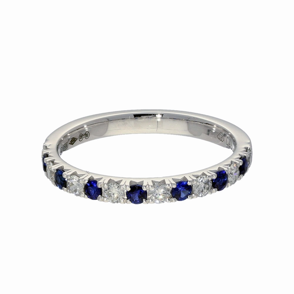Platinum Sapphire & Diamond Slim 2.2mm Half Eternity Ring