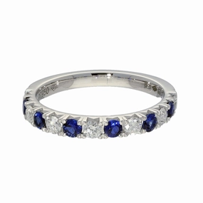 Platinum Sapphire & Diamond Slim 2.7mm Half Eternity Ring