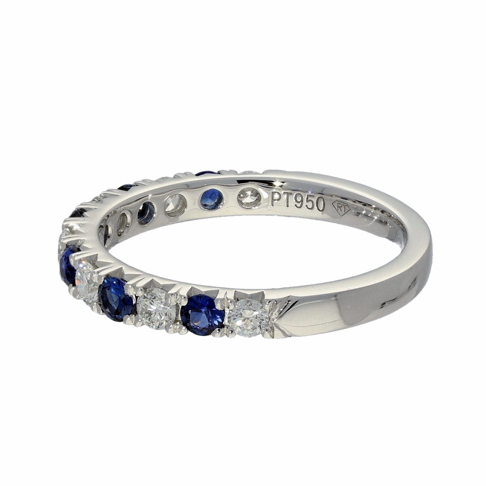 Platinum Sapphire & Diamond Slim 2.7mm Half Eternity Ring