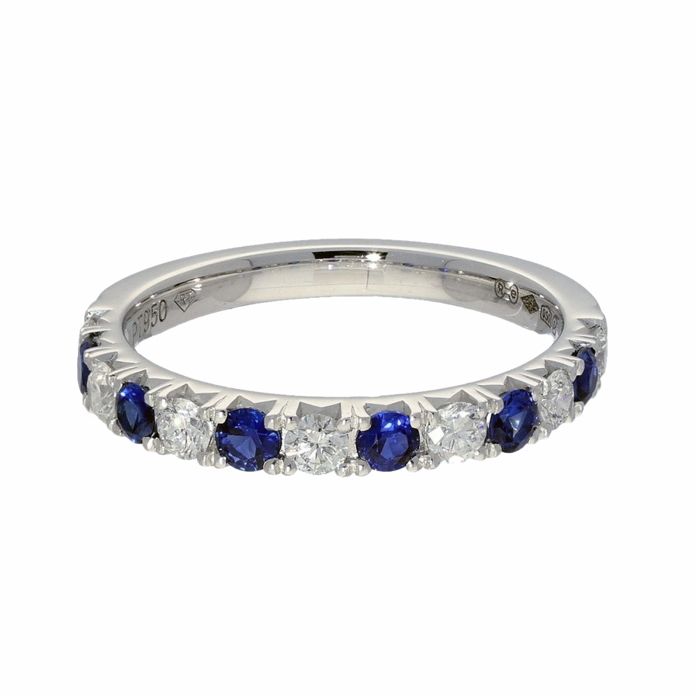 Platinum Sapphire & Diamond Slim 2.7mm Half Eternity Ring