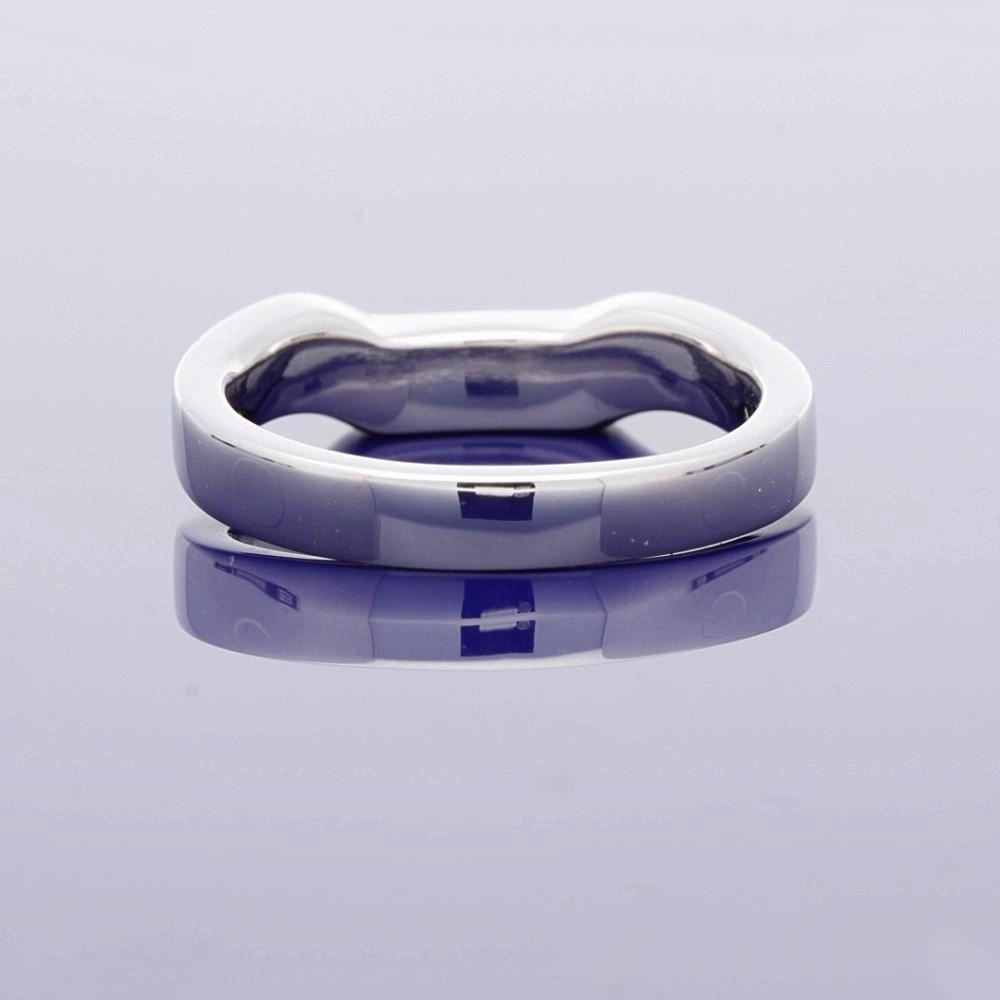 Platinum Shaped Wedding Band With Pave Set Diamonds
