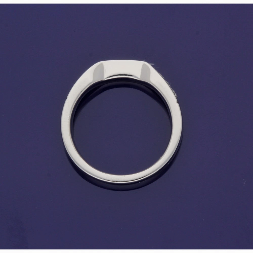 Platinum Shaped Wedding Band With Pave Set Diamonds