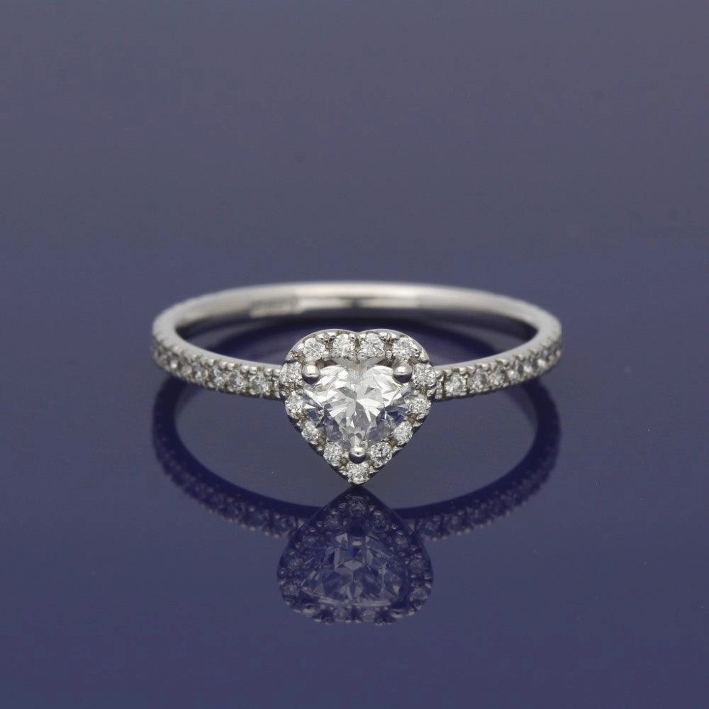 Pre-loved 18ct White Gold Certificated Heart Shape Diamond Halo Ring