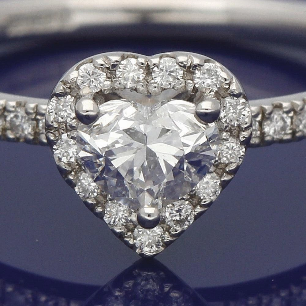 Pre-loved 18ct White Gold Certificated Heart Shape Diamond Halo Ring