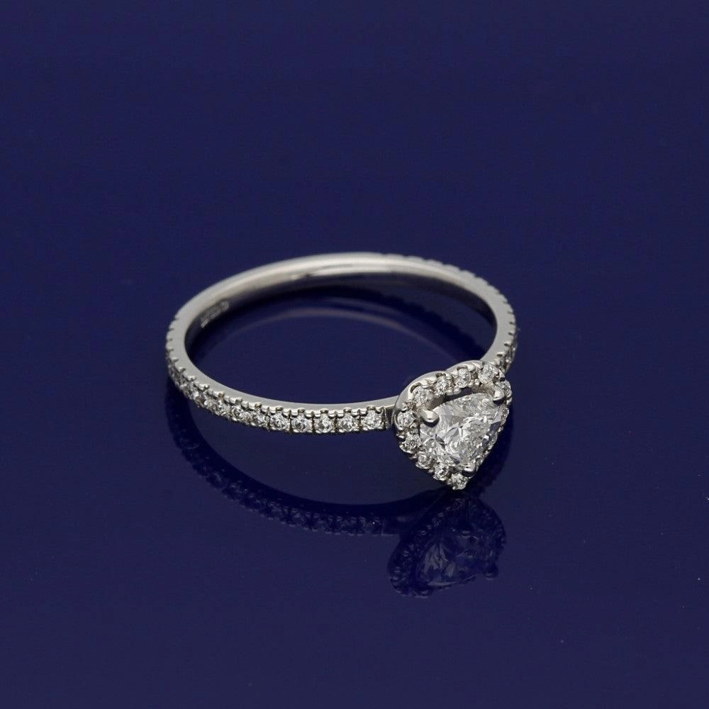Pre-loved 18ct White Gold Certificated Heart Shape Diamond Halo Ring